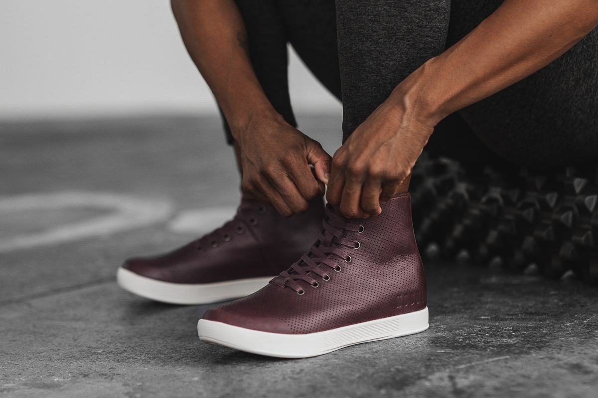 Nobull High-Top Leather Women's Trainers Burgundy | Australia (ZN3214)